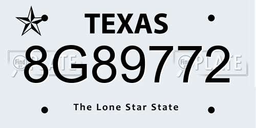8G89772 Texas License Plate