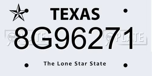 8G96271 Texas License Plate