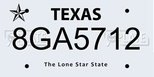8GA5712 Texas License Plate