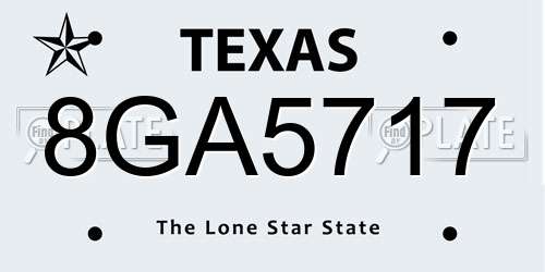8GA5717 Texas License Plate