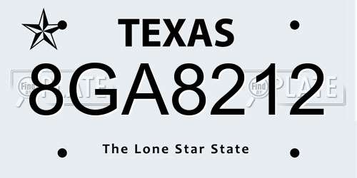 8GA8212 Texas License Plate