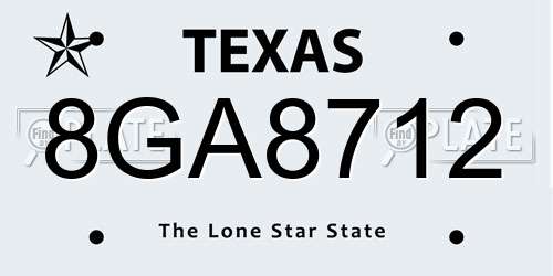 8GA8712 Texas License Plate