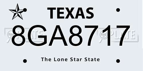 8GA8717 Texas License Plate