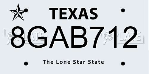 8GAB712 Texas License Plate