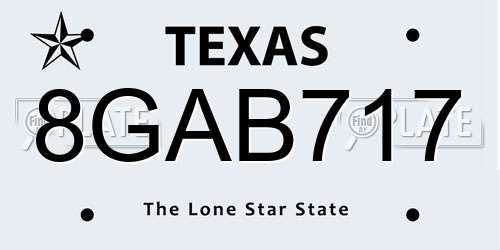 8GAB717 Texas License Plate