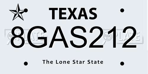 8GAS212 Texas License Plate