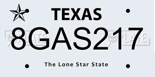 8GAS217 Texas License Plate