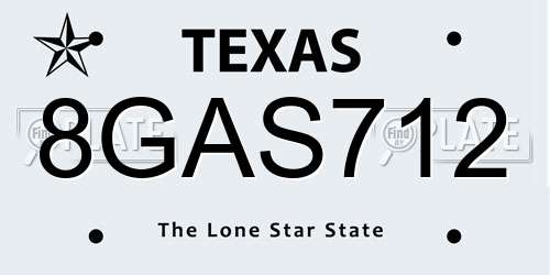 8GAS712 Texas License Plate