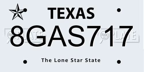 8GAS717 Texas License Plate