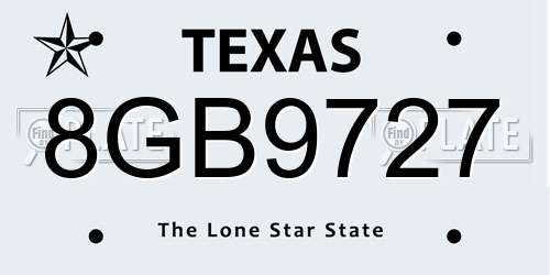 8GB9727 Texas License Plate