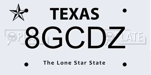 8GCDZ Texas License Plate