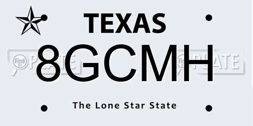 8GCMH Texas License Plate