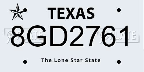8GD2761 Texas License Plate