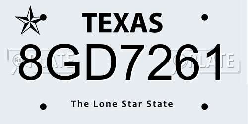 8GD7261 Texas License Plate