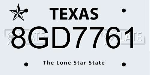 8GD7761 Texas License Plate