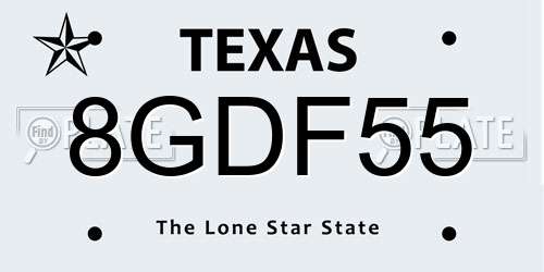 8GDF55 Texas License Plate