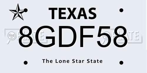 8GDF58 Texas License Plate