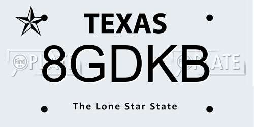 8GDKB Texas License Plate