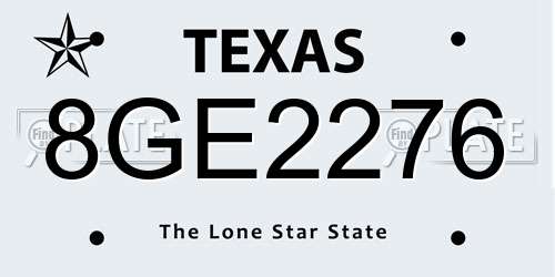 8GE2276 Texas License Plate