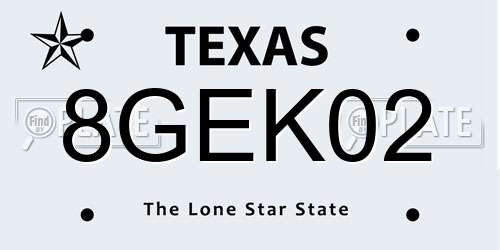 8GEK02 Texas License Plate