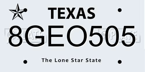 8GEO505 Texas License Plate