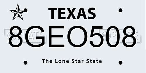 8GEO508 Texas License Plate