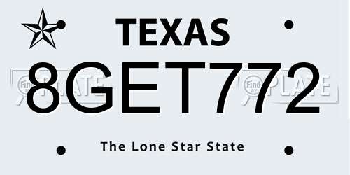 8GET772 Texas License Plate
