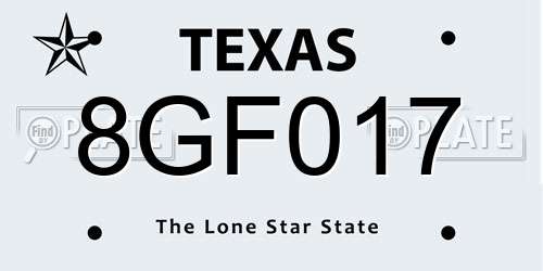 8GF017 Texas License Plate