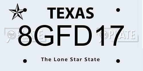 8GFD17 Texas License Plate