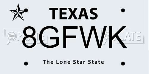 8GFWK Texas License Plate