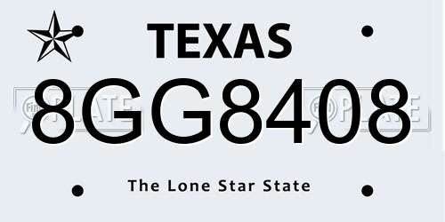 8GG8408 Texas License Plate