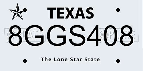 8GGS408 Texas License Plate