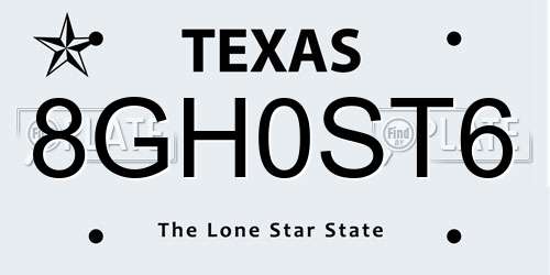 8GH0ST6 Texas License Plate