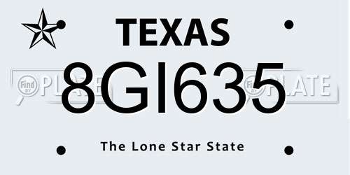 8GI635 Texas License Plate