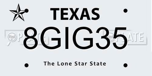 8GIG35 Texas License Plate