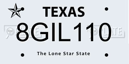 8GIL110 Texas License Plate