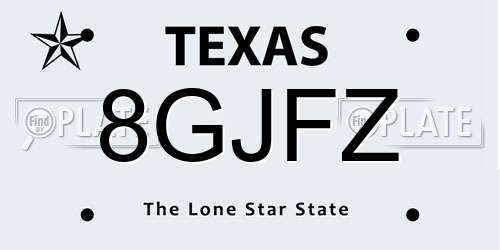 8GJFZ Texas License Plate