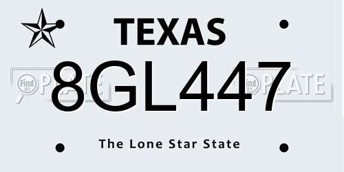 8GL447 Texas License Plate