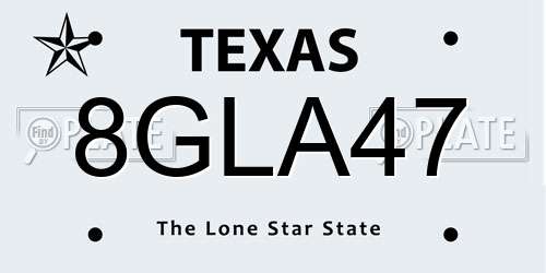 8GLA47 Texas License Plate