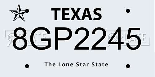 8GP2245 Texas License Plate