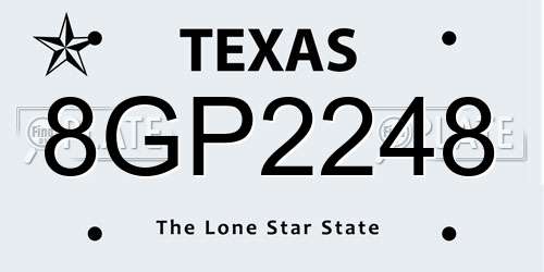 8GP2248 Texas License Plate