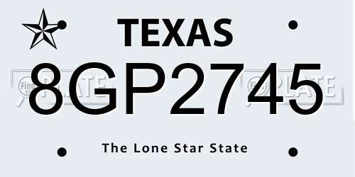 8GP2745 Texas License Plate