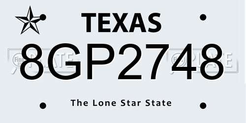8GP2748 Texas License Plate