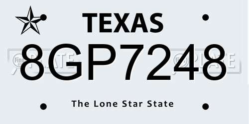 8GP7248 Texas License Plate