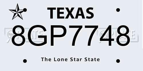 8GP7748 Texas License Plate