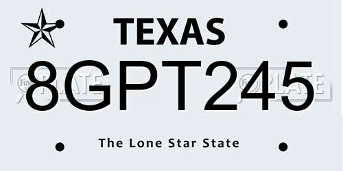 8GPT245 Texas License Plate