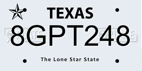 8GPT248 Texas License Plate