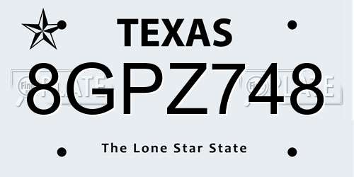8GPZ748 Texas License Plate