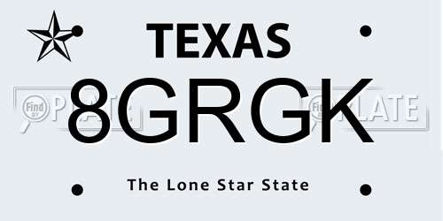 8GRGK Texas License Plate
