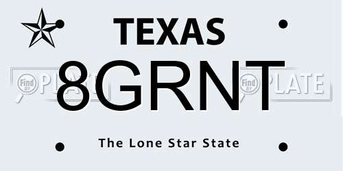 8GRNT Texas License Plate